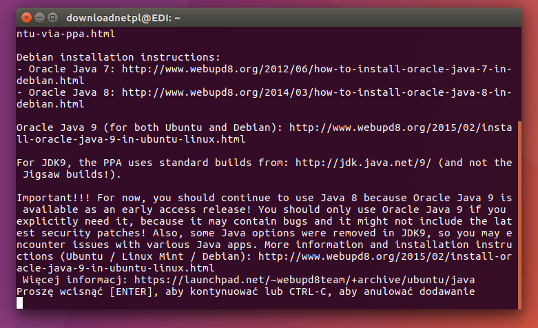 Добавить репозиторий Java в Ubuntu