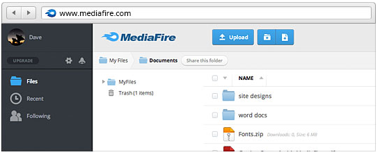 MediaFire - веб-доступ