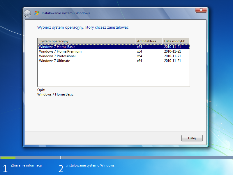 Выберите версию для Windows 7 для установки