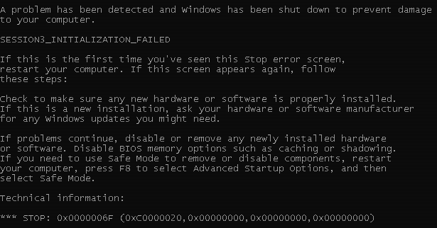 Ошибка в Windows 7