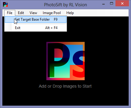 Конфигурация базовой папки в PhotoSift