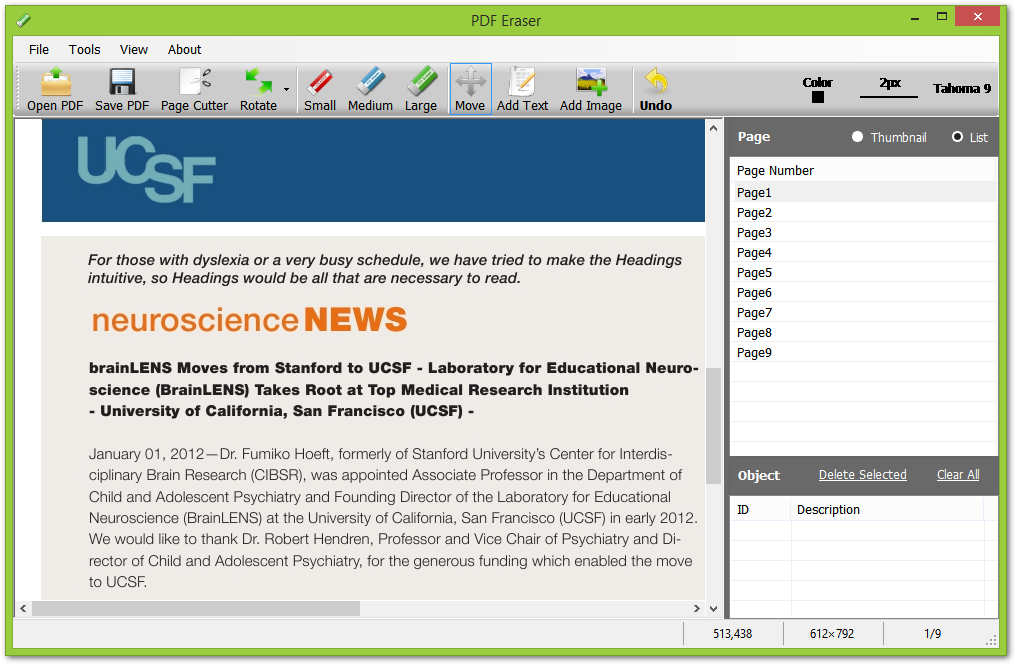 PDF Eraser - главное окно программы после открытия документа