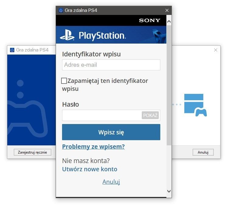 Удаленная игра PS4 - войдите в свою учетную запись PSN