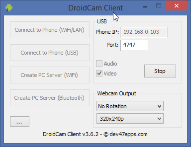 DroidCam - USB-соединение