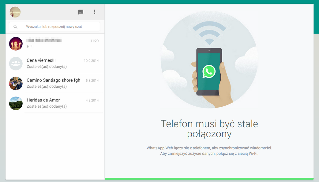 Разговор на веб-экране Whatsapp на вашем компьютере