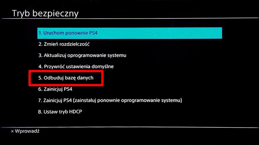 Восстановить базу данных PS4