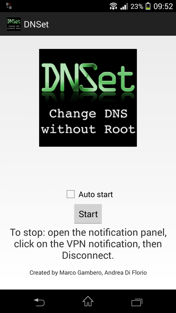 Включение приложения DNSet