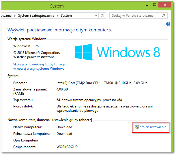 Системные настройки в Windows 8