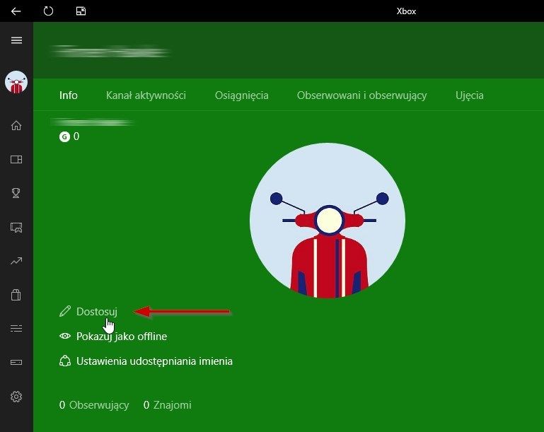 Настройка профиля Xbox в Windows 10
