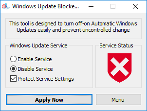 Служба Windows Update в Windows 10 отключена