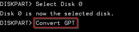 Преобразование диска в GPT