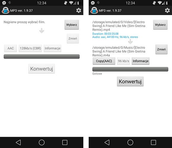 Android - выбор видеофайла для преобразования в MP3