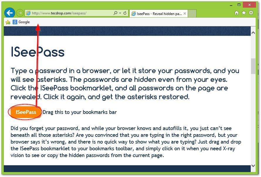 Добавление вкладки ISeePass в Internet Explorer
