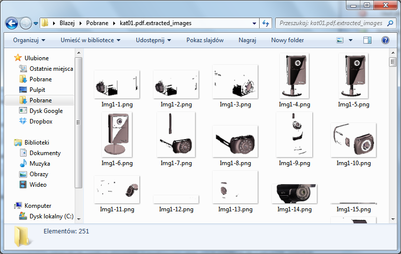 Извлеченные изображения с помощью Free PDF Image Extractor