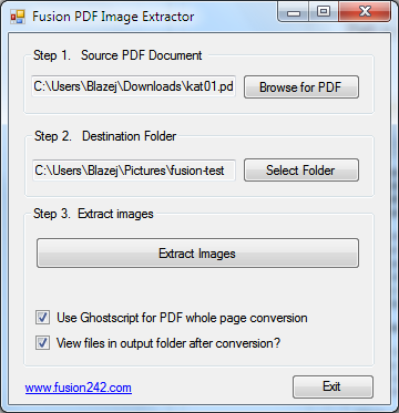 Fusion PDF Image Extractor - главное окно программы