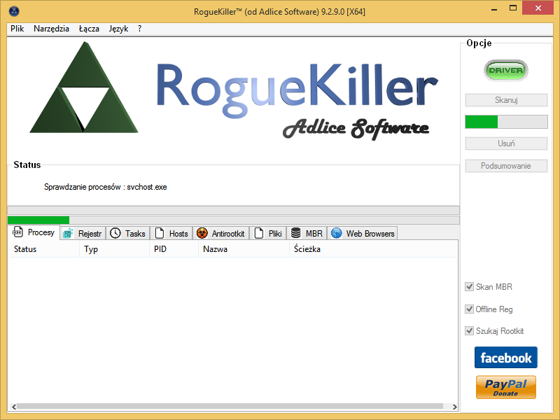 RogueKiller - сканирование компьютера