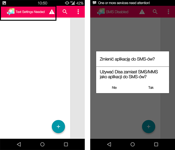 Disa - установка приложения по умолчанию для поддержки SMS