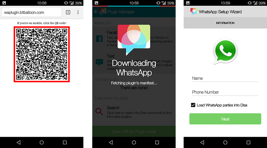 Disa - добавление плагина Whatsapp