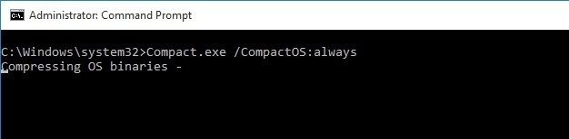 Активировать функцию сжатия файлов - Compact OS