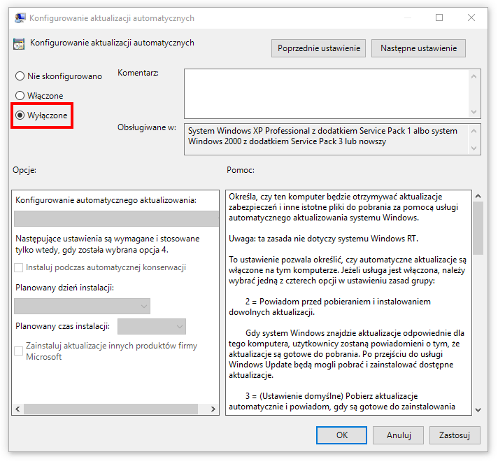 Отключить автоматические обновления в Windows 10 с помощью gpedit.msc