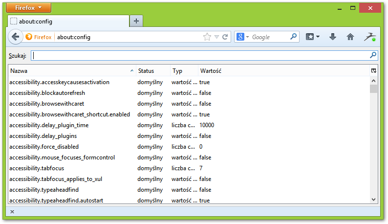 Firefox - о: config