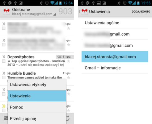 Настройки Gmail на Android