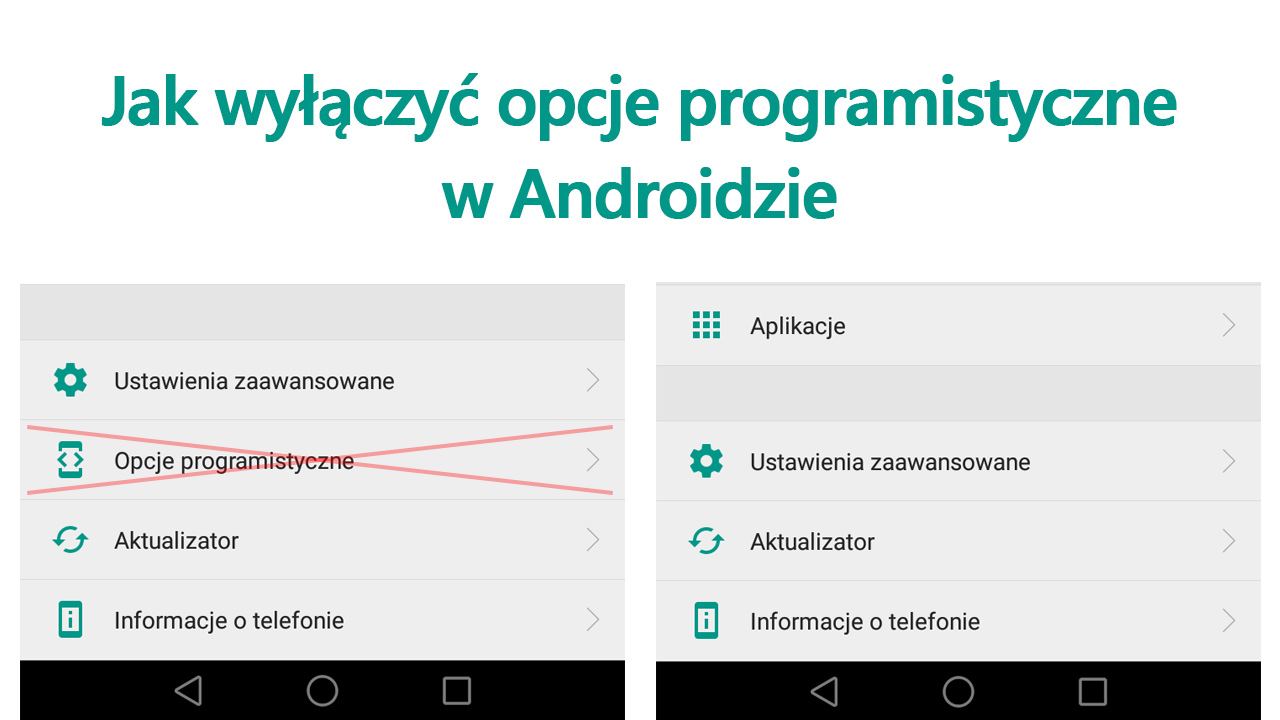 Как отключить параметры программирования на Android