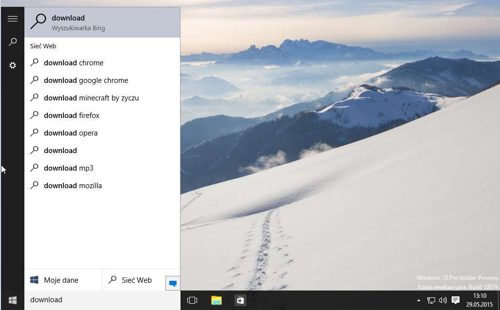Как отключить веб-поиск в Windows 10 Desktop
