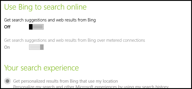 Отключение Bing