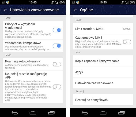 GO SMS Pro - удаление польских диакритических знаков