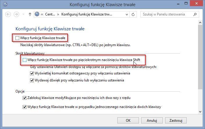 Исправлены ключевые параметры в Windows 8