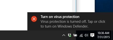 Как отключить уведомления о защите компьютера в Windows 10