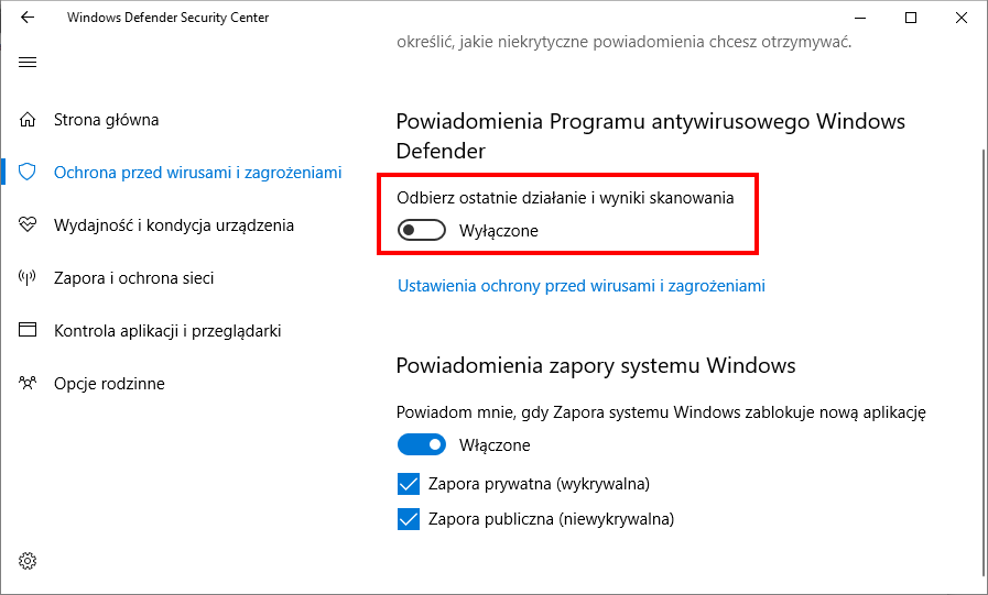Отключить уведомления Защитника в Windows 10 Creators Update