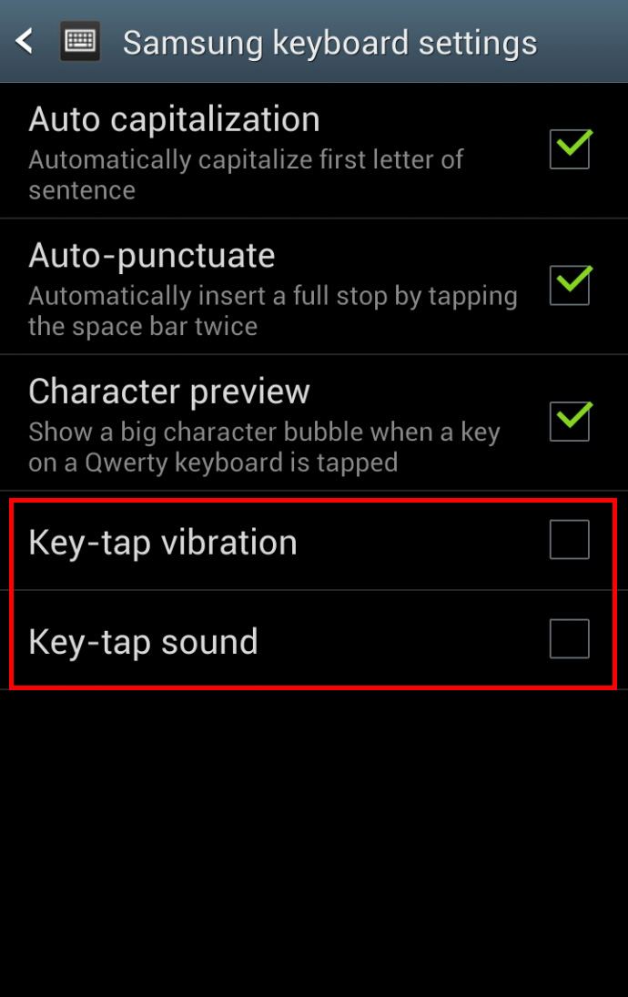Отключение звуков и вибраций клавиатуры в Samsung