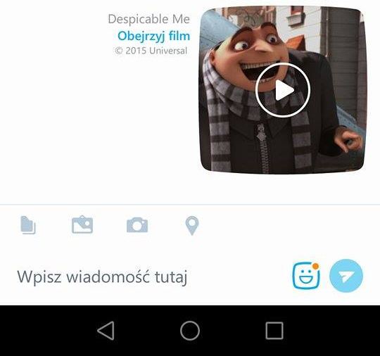 Загруженный клип Моджи в Skype на Android