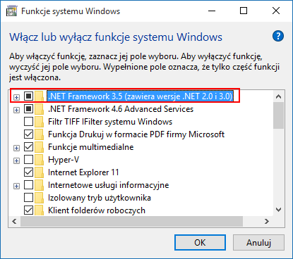 Активировать .NET Framework 3.5 в Windows 10