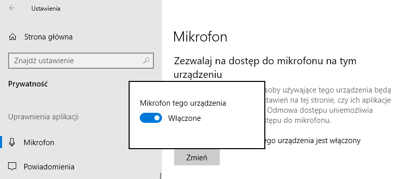 Включить доступ к микрофону в Windows 10