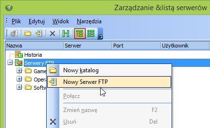 Добавление нового FTP-сервера
