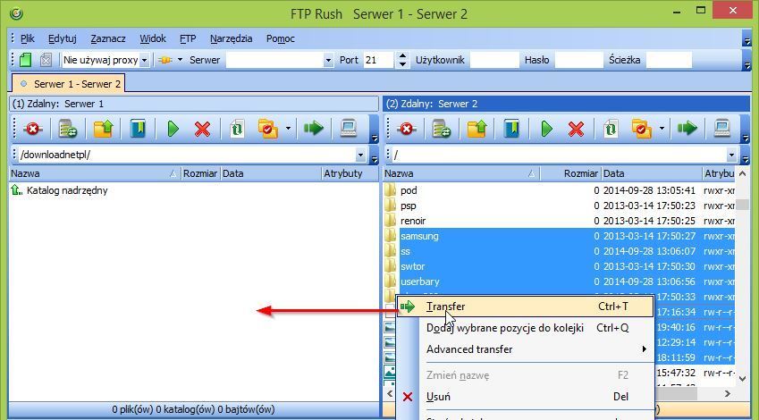 FTP Rush - копирование файлов между серверами