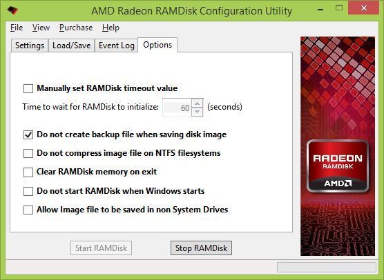 Отключение функции резервного копирования RAMDisk