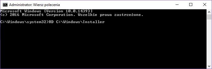 Удалите старую папку C: / Windows / Installer