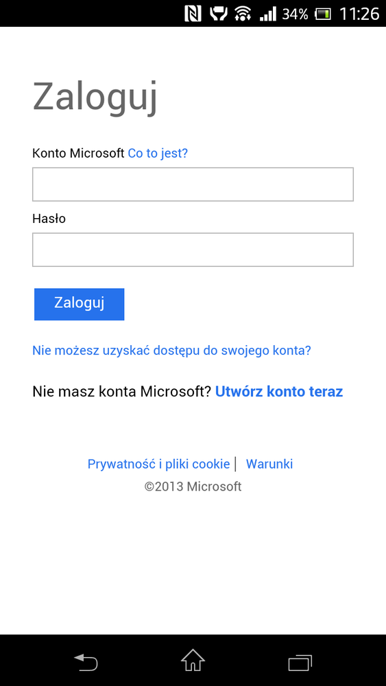 Outlook.com - логин на Android