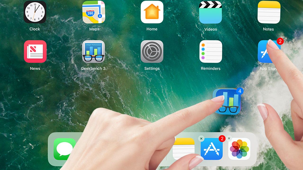 iOS 11 - перетаскивание нескольких значков одновременно