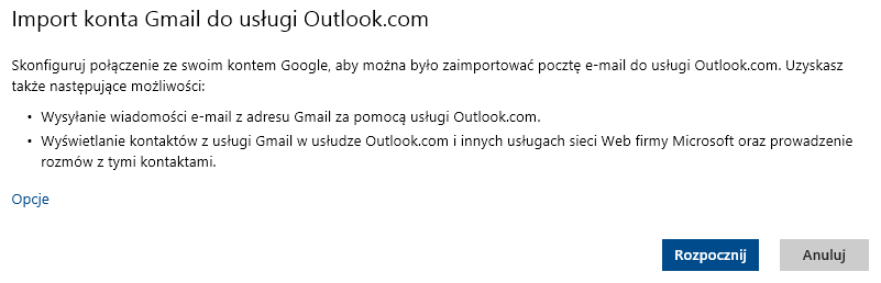 Импортировать учетную запись Gmail в Outlook.com