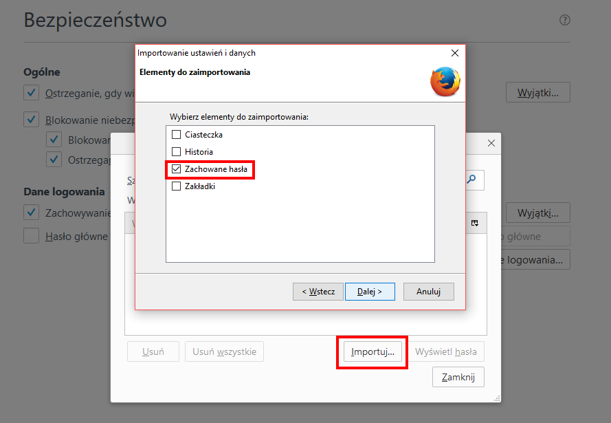Firefox - импорт паролей из Chrome