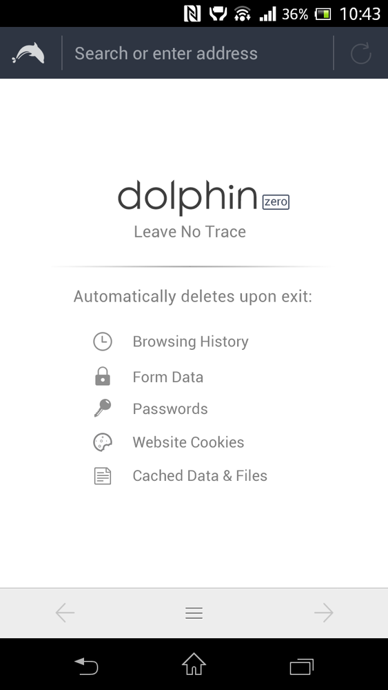 Dolphin Zero - основной экран приложения