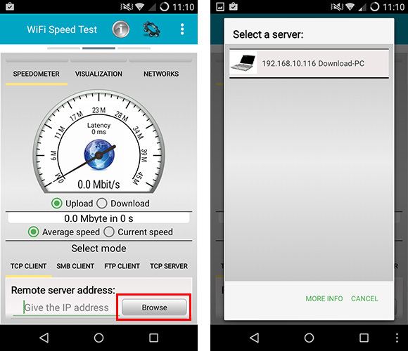 Подключение Android к компьютеру через WiFi Speed ​​Test