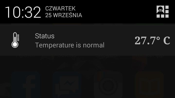 Coolify - уведомление с температурой Android