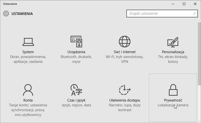 Настройки в Windows 10