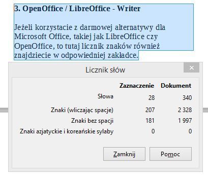 Счетчик символов в LibreOffice Writer